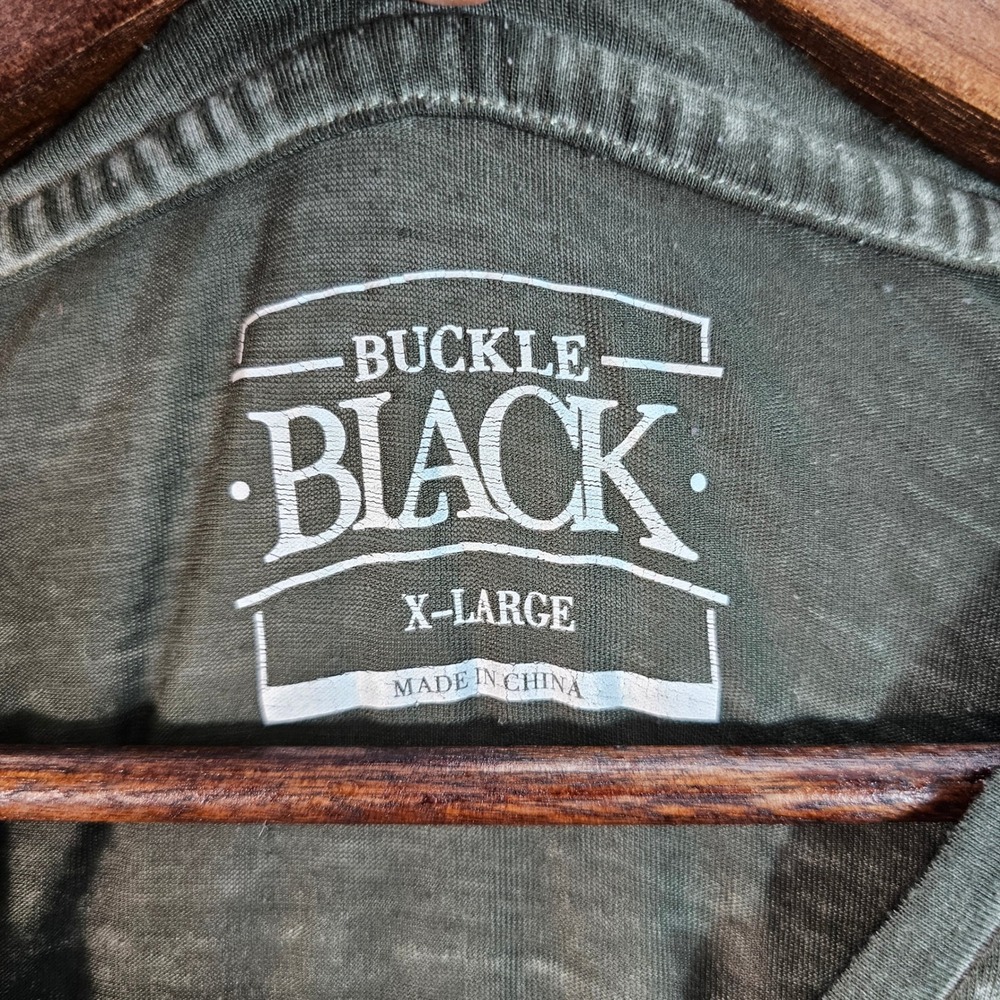 Buckle Black Mens XL V-Neck Burnout T-Shirt Faded Olive Green BB3165 - Picture 3 of 8